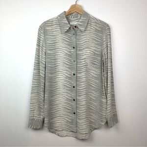 Equipment Femme Silk Blouse Animal Print Gray White Sz Small Office Elegant